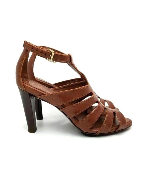 Cole Haan Shoes - Cole Haan Gladiator Brown Leather Ankle Block Heels Sandals Shoes Size 9.5 B